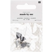 Pompones de algodón 11 mm anilla abierta plateada - Mix Gris x6