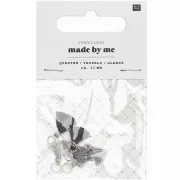 Pompones de algodón 11 mm anilla abierta plateada - Mix Gris x6