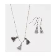 Pompones de algodón 11 mm anilla abierta plateada - Mix Gris x6