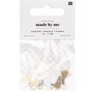 Pompones de algodón 11 mm  con anilla abierta plateada - Mix Beige x6