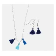 Pompones de algodón 11 mm con anilla abierta plateada - Mix Azul x6