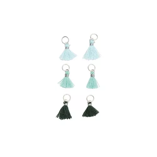Pompones de algodón 11 mm con anilla abierta plateada Pastel Azul x6