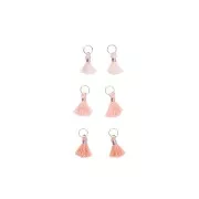 Pompones de algodón 11 mm  con anilla abierta plateada - Pastel Rosa x6