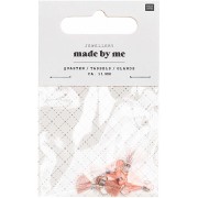 Pompones de algodón 11 mm  con anilla abierta plateada - Pastel Rosa x6