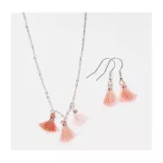 Pompones de algodón 11 mm  con anilla abierta plateada - Pastel Rosa x6