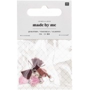 Pompones de algodón 11 mm  con anilla abierta plateada - Mix Rojo x6