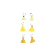 Pompones de algodón 11 mm  con anilla abierta plateada - Mix Amarillo x6|raw }}