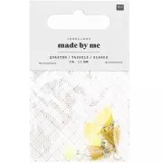 Pompones de algodón 11 mm  con anilla abierta plateada - Mix Amarillo x6