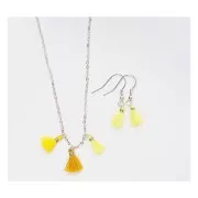 Pompones de algodón 11 mm  con anilla abierta plateada - Mix Amarillo x6