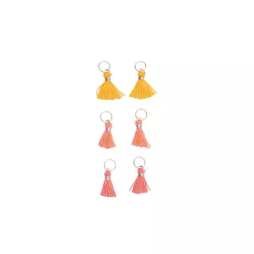 Pompones de algodón 11 mm con anilla abierta plateada - Fluo x6