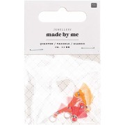 Pompones de algodón 11 mm  con anilla abierta plateada - Fluo x6