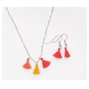 Pompones de algodón 11 mm  con anilla abierta plateada - Fluo x6