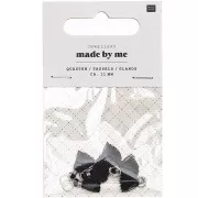 Pompones de algodón 11 mm  con anilla abierta plateada  / Negro x6