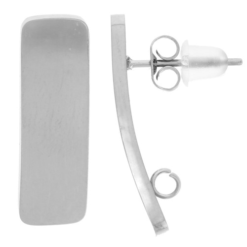 Pendientes de botón rectangulares de 21,5 x 6,5 mm - aro abierto - acero inoxidable 304L x2