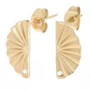 Ganchos pendientes medio circulo 15x7 mm con un agujero - De Acero Inox Dorado x2