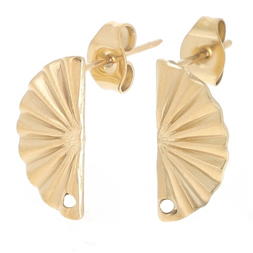 Ganchos pendientes medio circulo 15x7 mm con un agujero - De Acero Inox Dorado x2