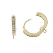 Aros de pendientes óxido de zirconio - 13 mm - Chapado de Oro 3 micras x2