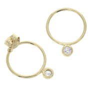 Ganchos pendientes con óxido de zirconio - 15 mm - en Chapado de Oro 3 micras x2