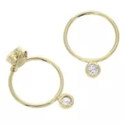 Ganchos pendientes con óxido de zirconio - 15 mm - en Chapado de Oro 3 micras x2