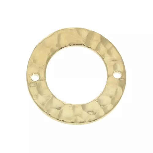 Entrepieza  redonda martillada 2 agujeros 20 mm - Chapado de Oro 3 micras x1