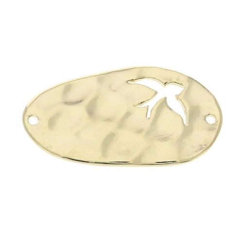 Entrepieza irregular martillado calado 25x14 mm Chapado de Oro 3 micras x1