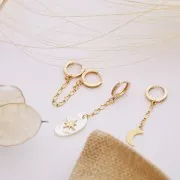 Colgante ovalado de nácar 20x12 mm con estrella en Chapado de Oro 3 micras x1