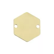 Entrepieza hexágono 2 agujeros 13.5x12 mm - Chapado de Oro 3 micras x1