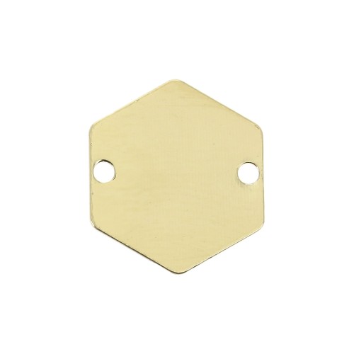 Entrepieza hexágono 2 agujeros 13.5x12 mm - Chapado de Oro 3 micras x1