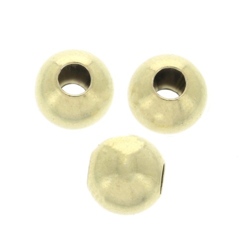 Cuentas redondas - 6 mm en de Plata 925 Dorado con oro fino x10
