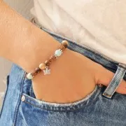 Cuentas redondas de madera de Santal 8 mm - Natural x10