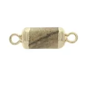 Entrepieza hexágono 2 anillas piedra imitación gema Jaspe Paysage 21x6mm Dorado