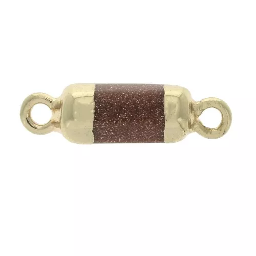 Entrepieza hexágono 2 anillas piedra imitación gema Gold Stone 21x6mm Dorado x1