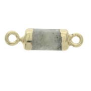 Entrepieza hexágono 2 anillas piedra imitación gema Labradorite 21x6mm Dorado x1|raw }}