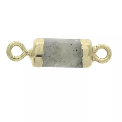 Entrepieza hexágono 2 anillas piedra imitación gema Labradorite 21x6mm Dorado x1