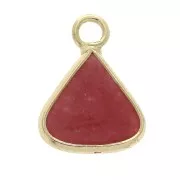 Colgante triangular con piedra de imitación gema Jade teñido Rojo 16x12.5mm Dorado x1