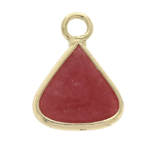Colgante triangular con piedra de imitación gema Jade teñido Rojo 16x12.5mm Dorado x1