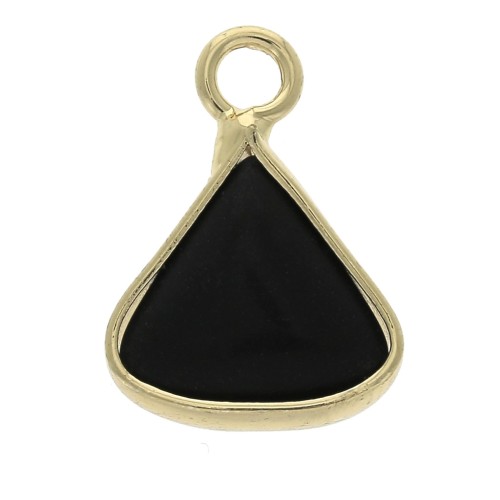 Colgante triangular con piedra de imitación gema Black Onyx 16x12.5 mm Dorado x1