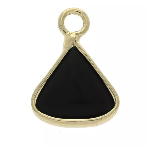 Colgante triangular con piedra de imitación gema Black Onyx 16x12.5 mm Dorado x1