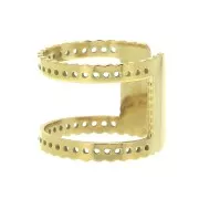 Anillo ajustable multi-agujeros para tejido cuentas Miyuki 15.7mm Acero inoxDorado