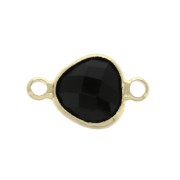 Entrepieza gota 2 anillas cristal facetado forma gota 14x9 mm Dorado/Negro x1|raw }}