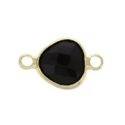 Entrepieza gota 2 anillas cristal facetado forma gota 14x9 mm Dorado/Negro x1