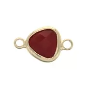 Entrepieza gota 2 anillas cristal facetado forma gota 14x9 mm Dorado/Granate x1