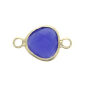 Entrepieza gota 2 anillas cristal facetado forma gota 14x9mm Dorado/Azul oscuro x1|raw }}