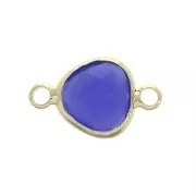 Entrepieza gota 2 anillas cristal facetado forma gota 14x9mm Dorado/Azul oscuro x1