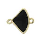 Entrepieza 2 anillas cristal facetado forma abanico 15x12 mm Dorado/Negro x1|raw }}