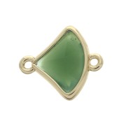 Entrepieza 2 anillas cristal facetado forma abanico 15x12 mm Dorado/Verde x1|raw }}