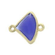 Entrepieza 2 anillas cristal facetado forma abanico 15x12 mm Dorado/Azul oscuro x1|raw }}