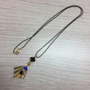 Entrepieza 2 anillas cristal facetado forma abanico 15x12 mm Dorado/Azul oscuro x1