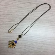 Entrepieza 2 anillas cristal facetado forma abanico 15x12 mm Dorado/Azul oscuro x1