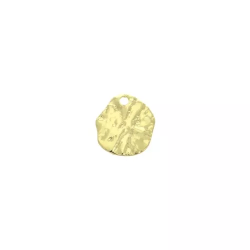 Dije redondo irregular de latón martillado 10 mm - Dorado x1